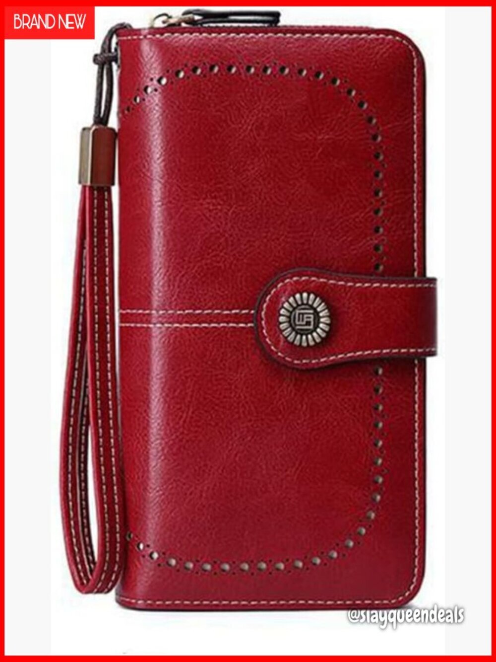 Leather Wallet Purse with RFID Protection and Wrist Strap